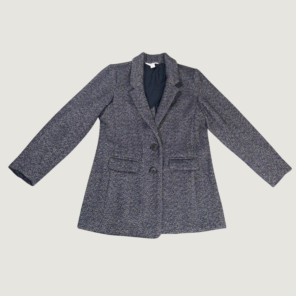 Old Navy Herringbone Blazer Womens XS Navy Excellent Wool Blend